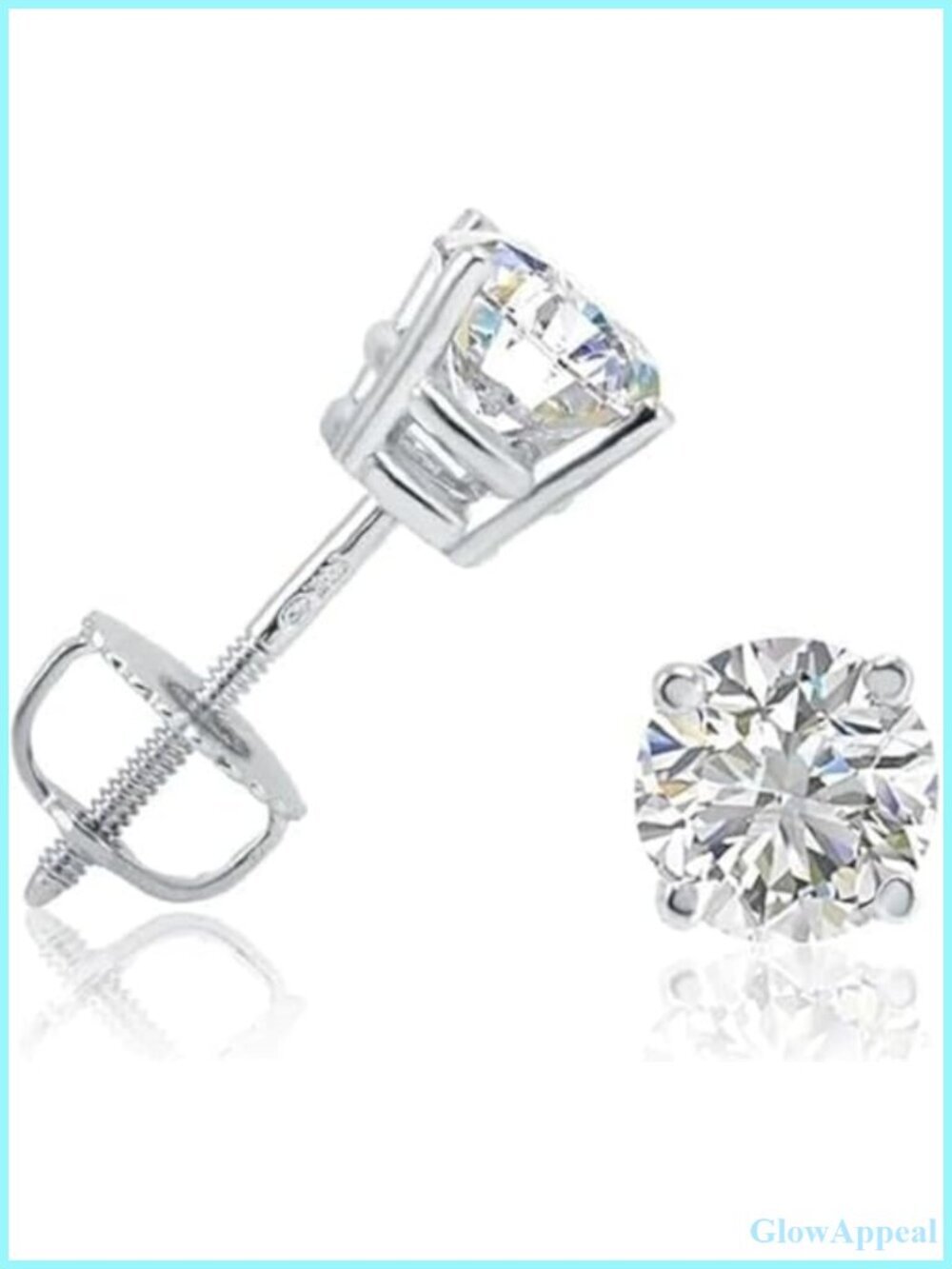 Moissanite Diamond Solitaire Stud Earrings 1 Ct 925 Sterling Silver 14K White